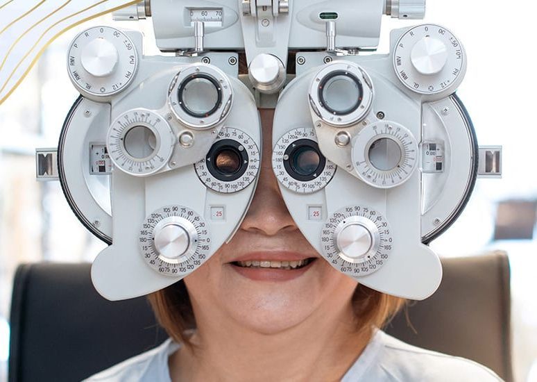 Eye disease checkup with phoropter